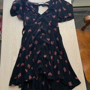 UO Kimchi Blue Black Floral High-Low Dress